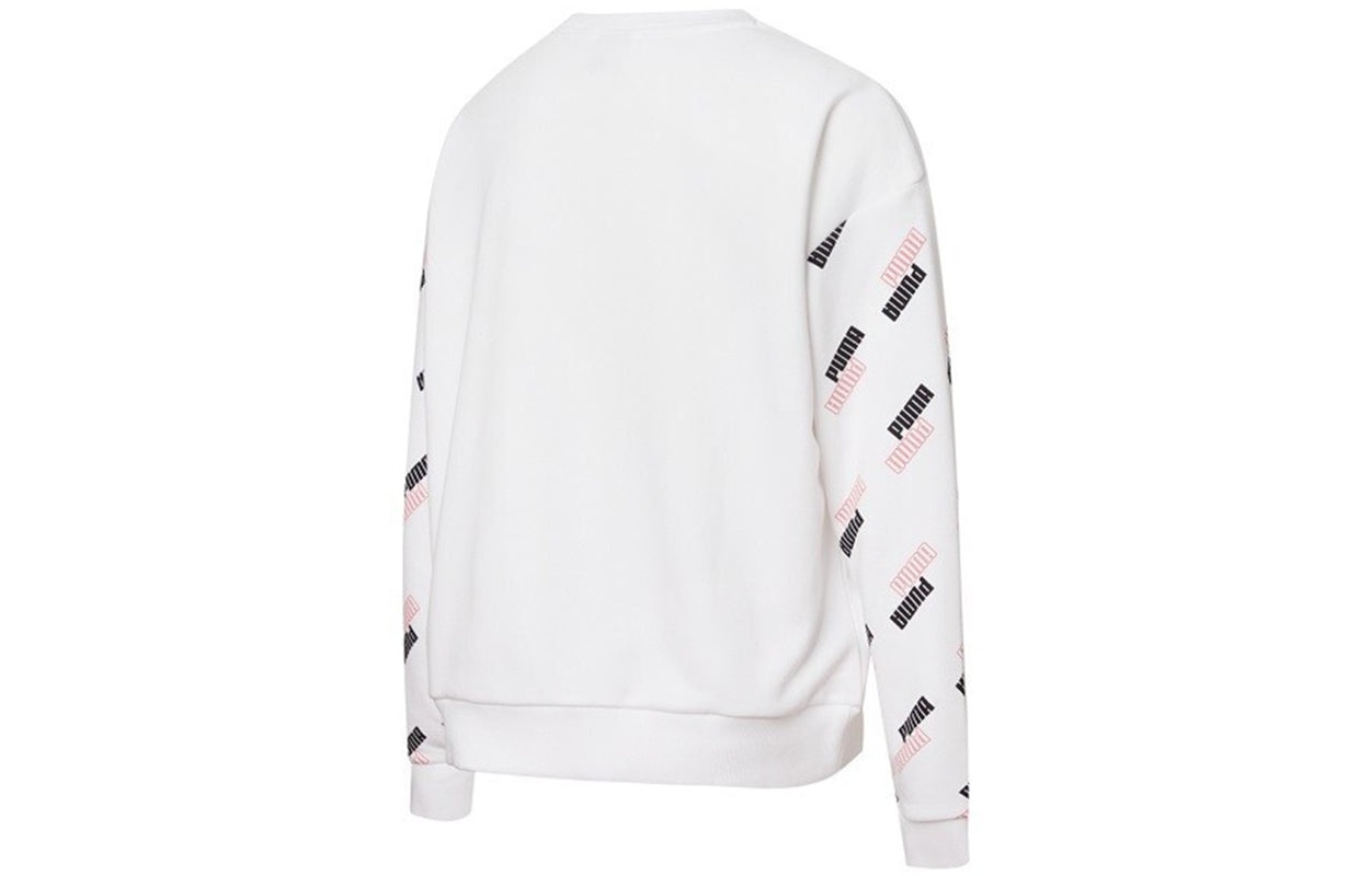 (WMNS) PUMA Power Aop Crew Sweater 'White' 847695-02 - 2