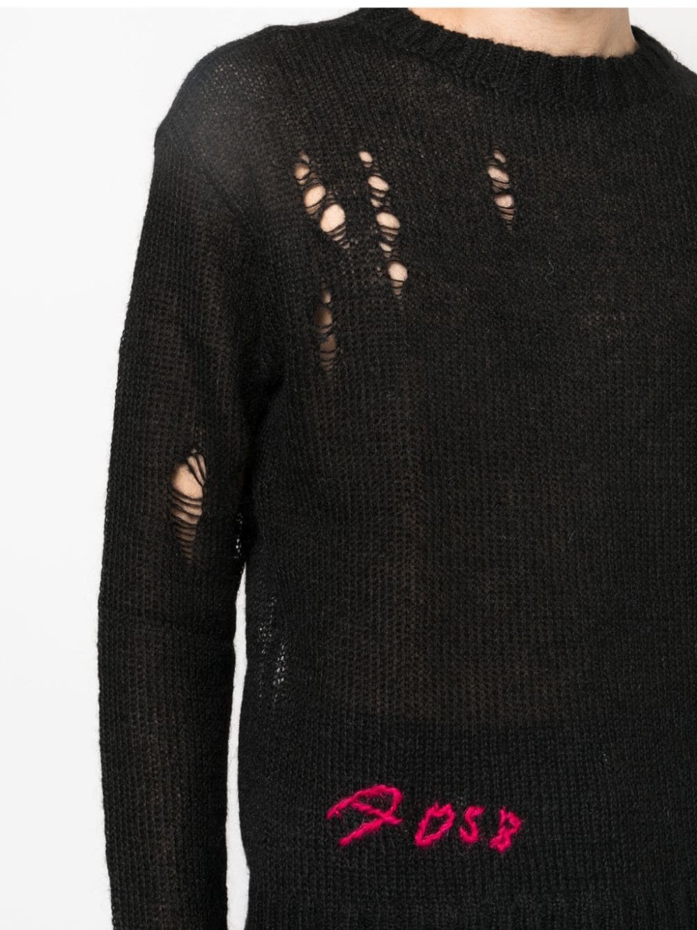 distressed-effect mohair-blend jumper - 5