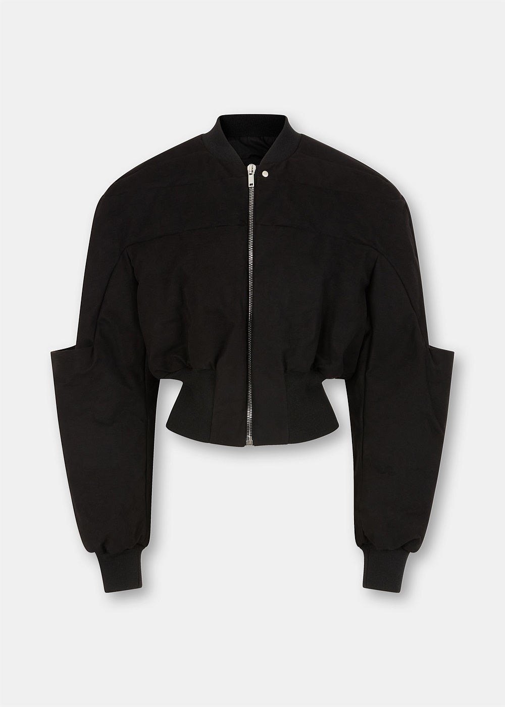 Black Crop Bomber Jacket - 1