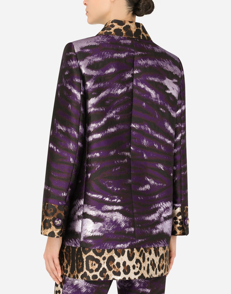 Lamé jacquard jacket with tiger print - 5