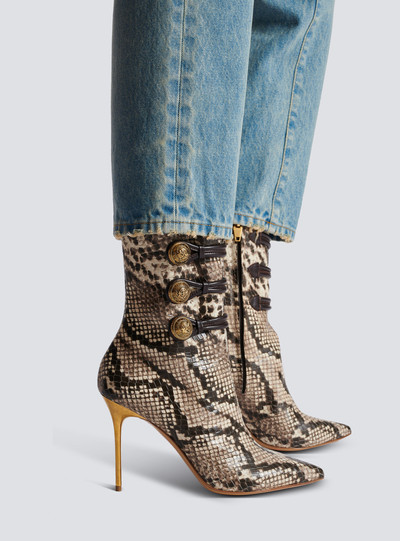 Balmain Alma snakeskin-effect leather ankle boots outlook