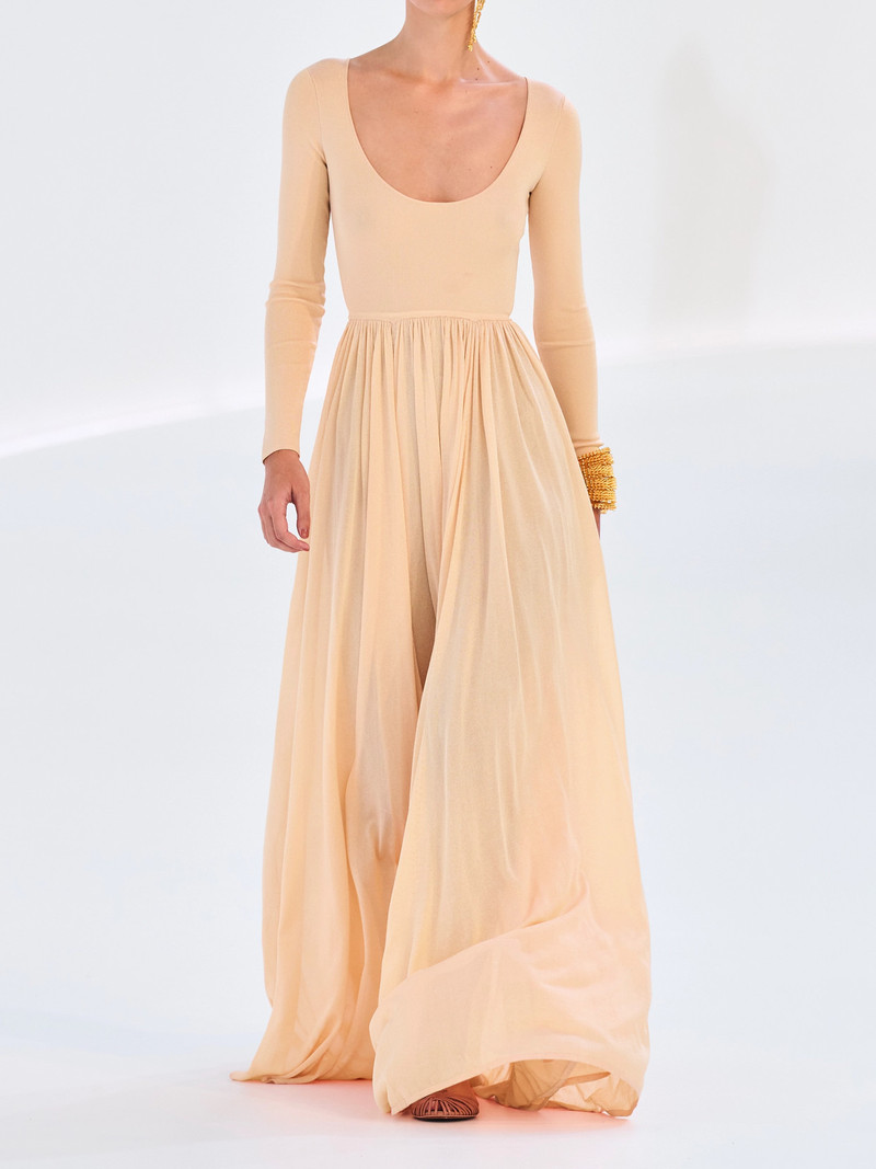Natura Gathered Metallic Stretch-knit Maxi Dress 4
