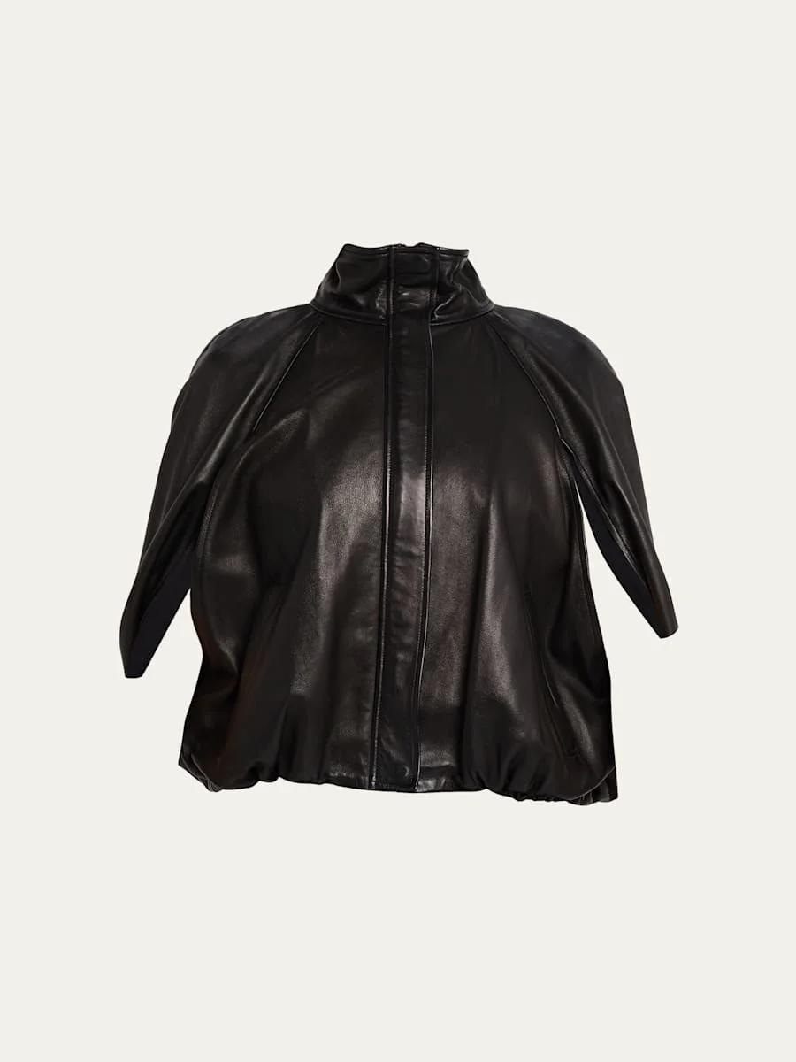 Jada Nappa Leather Cape Jacket - 1