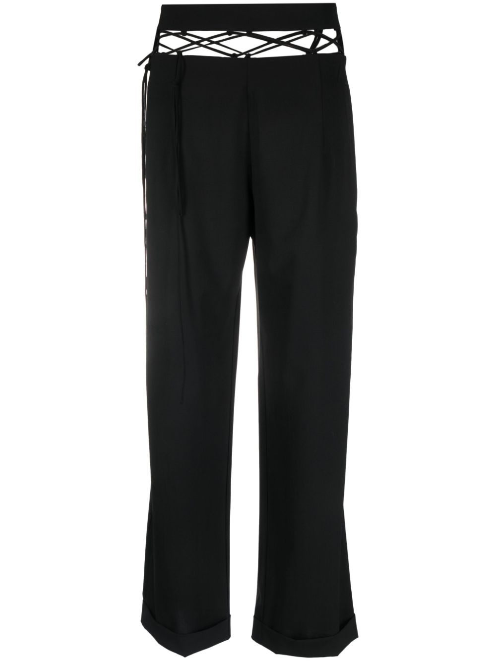 cut-out wool trousers - 1