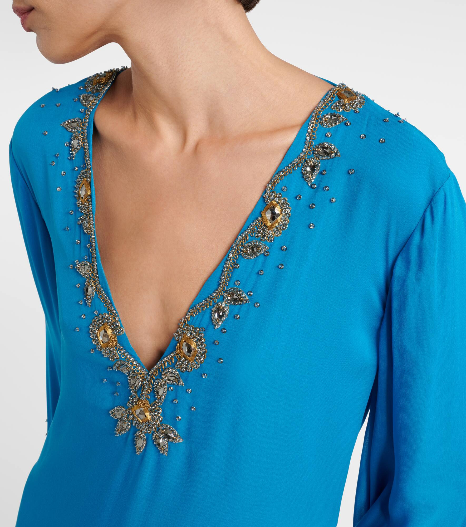 Embellished silk georgette midi dress - 4