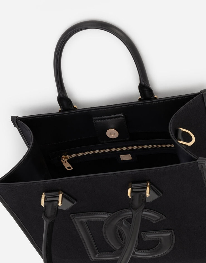 Canvas shopper with calfskin nappa details 5