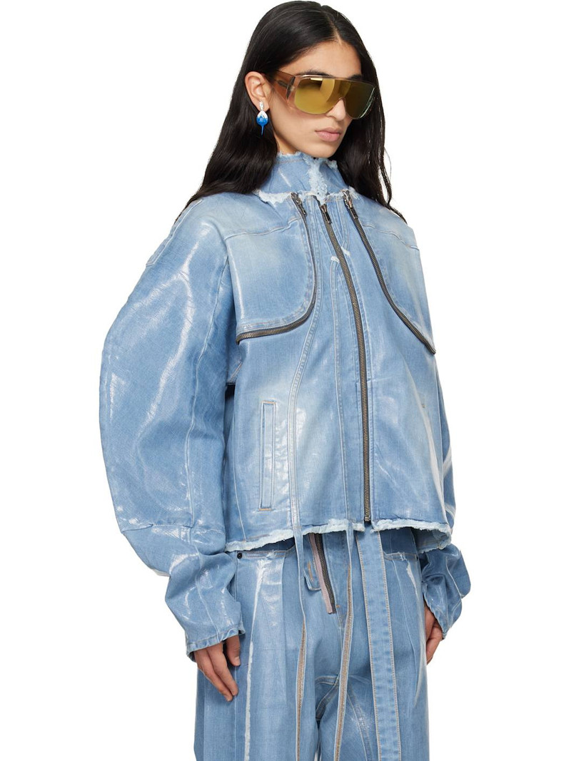 Blue Glazed Denim Zip Jacket 2