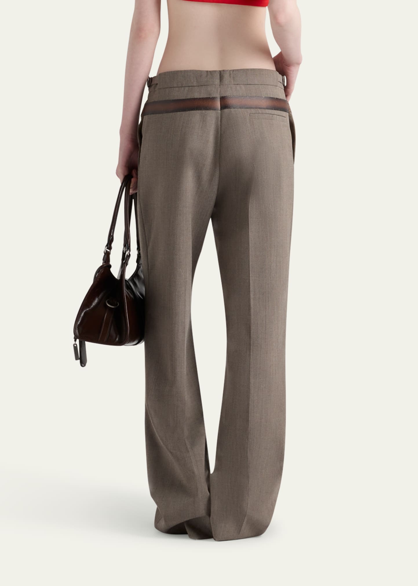 Inset Belt Wool Pants - 3