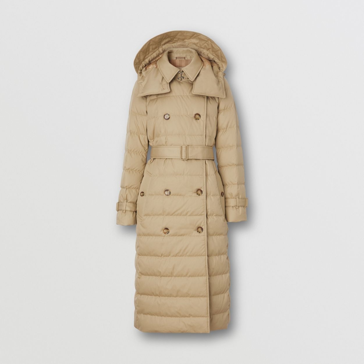 Detachable Hood Cotton Gabardine Puffer Coat - 4