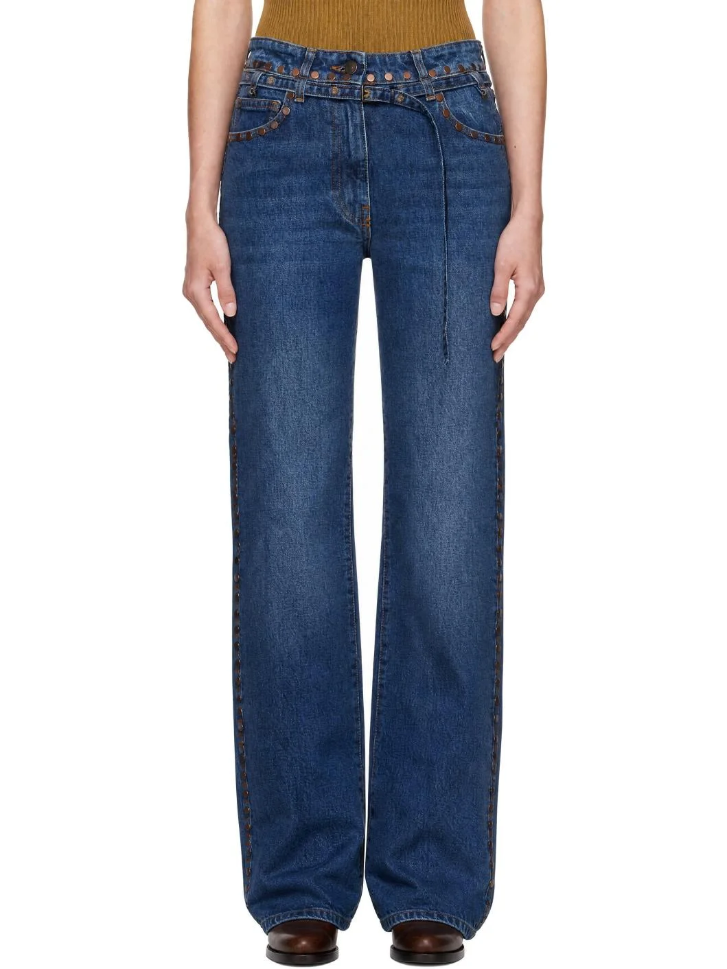 Blue Studded Jeans - 1
