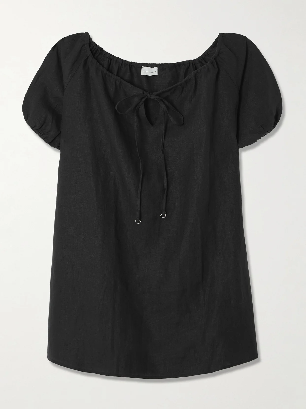 Tie-detailed Linen Mini Dress - 1