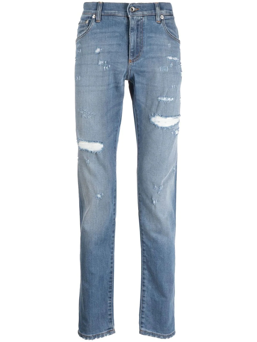 logo-plaque distressed jeans - 1