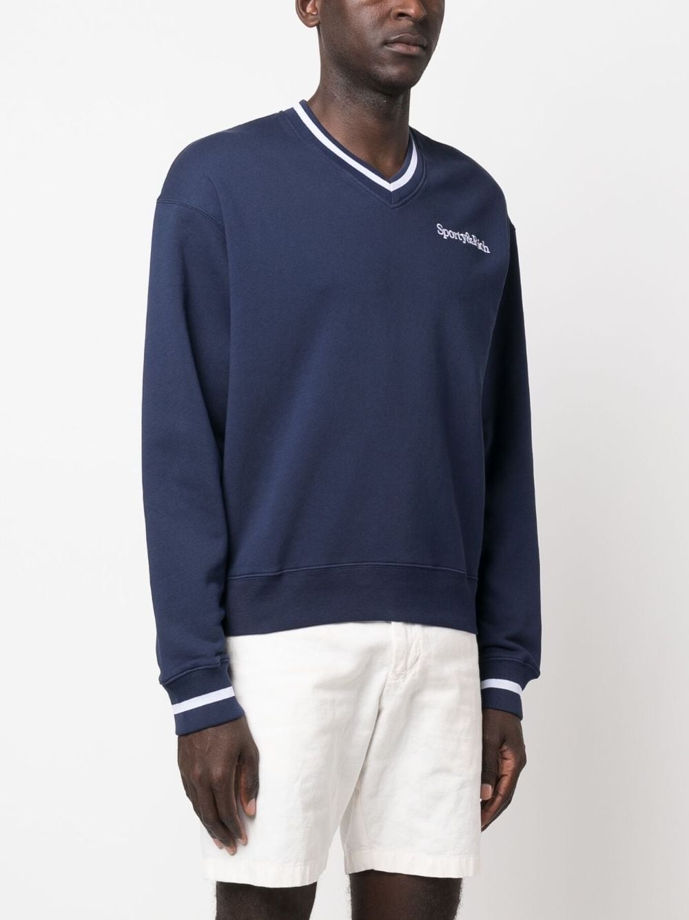 embroidered-logo v-neck jumper - 3