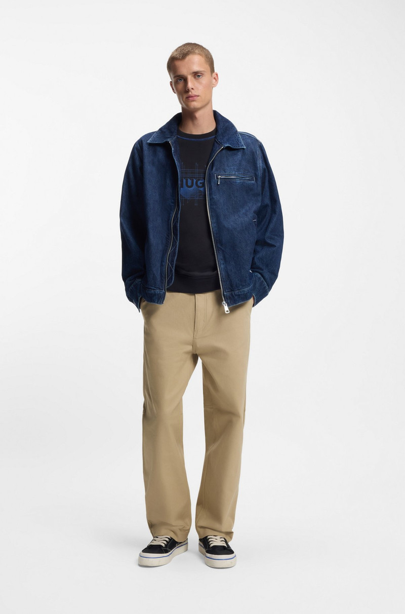 HUGO BAGGY-FIT TROUSERS IN STRETCH-COTTON CANVAS outlook