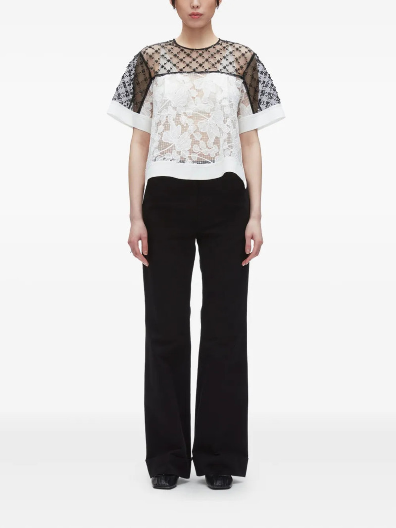 3.1 Phillip Lim Corded Lace Organza Short Sleeve Flounce Top outlook