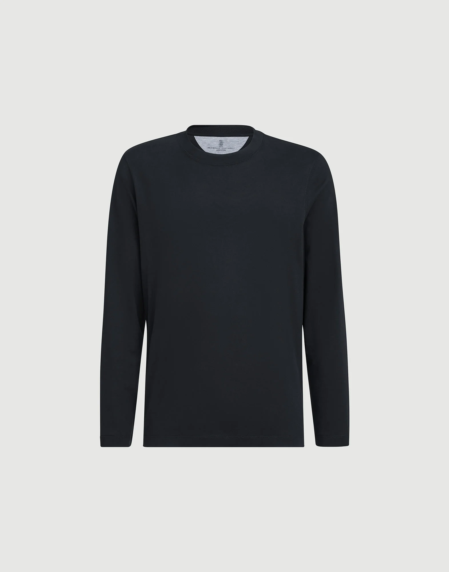 Cotton jersey long sleeve crew neck T-shirt - 1
