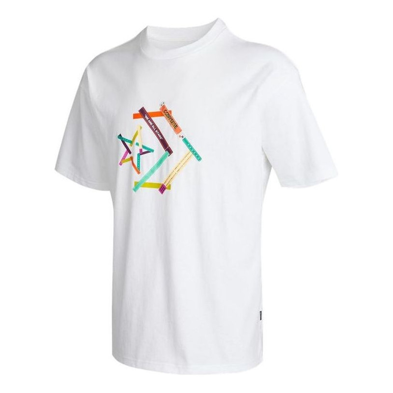 Converse Star Chevron Printing Sports Round Neck Short Sleeve T-Shirt 'White' 10022774-A01 - 1