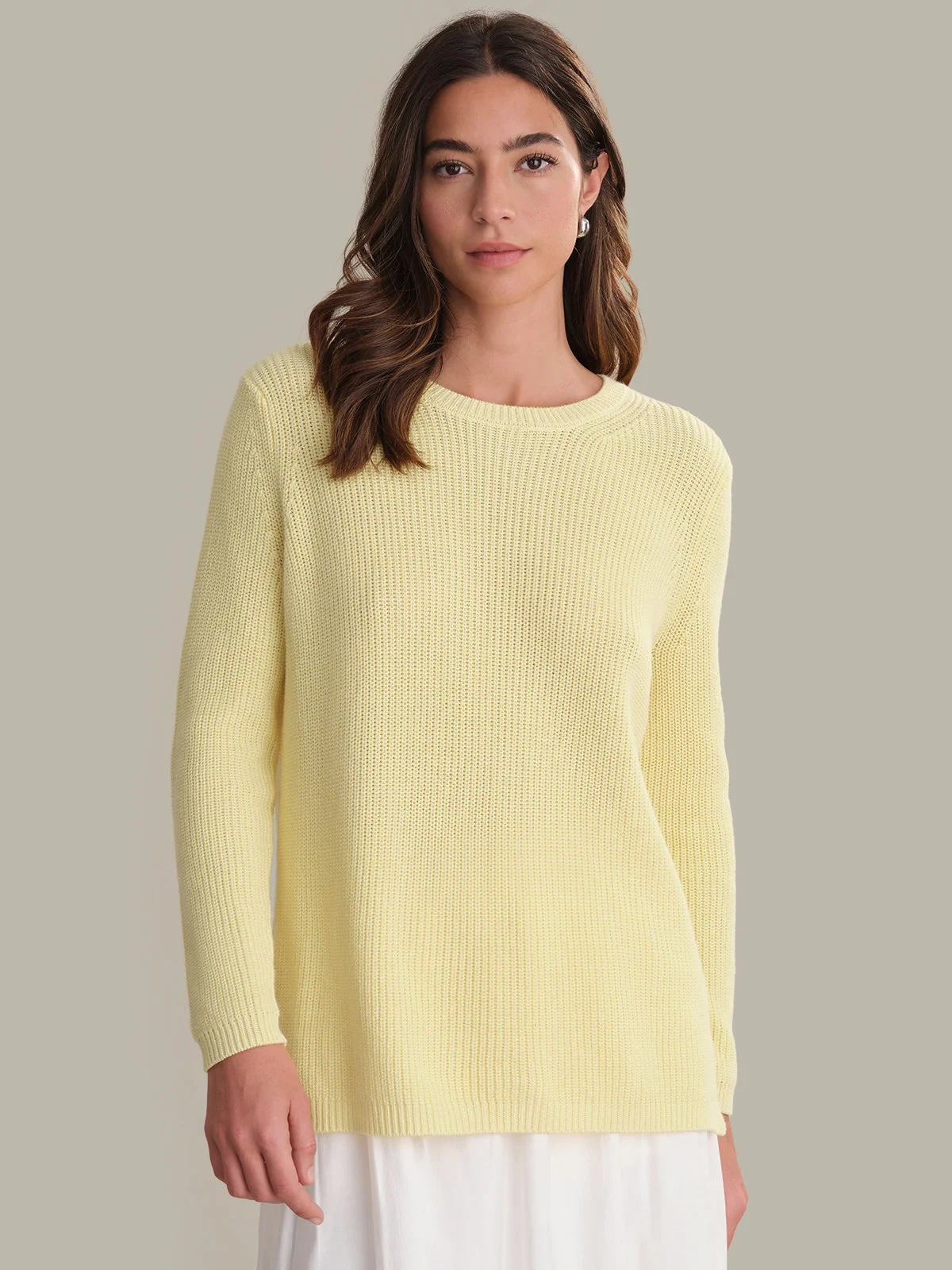 Emma: Crewneck Shaker Stitch Cotton Sweater - 1