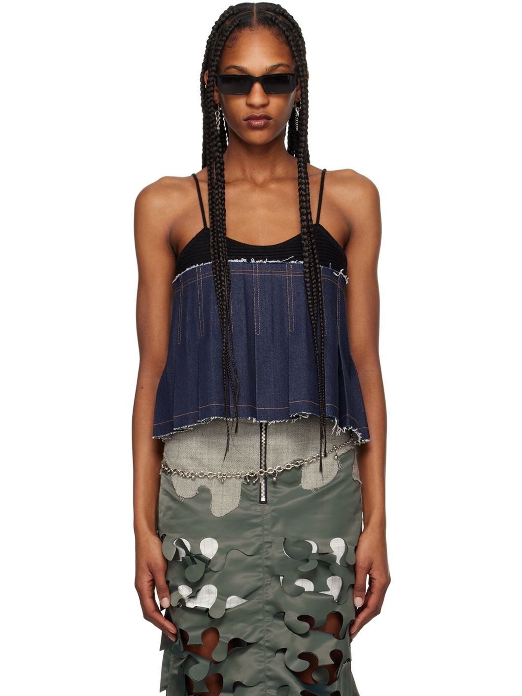 Black & Indigo Kina Denim Camisole - 1