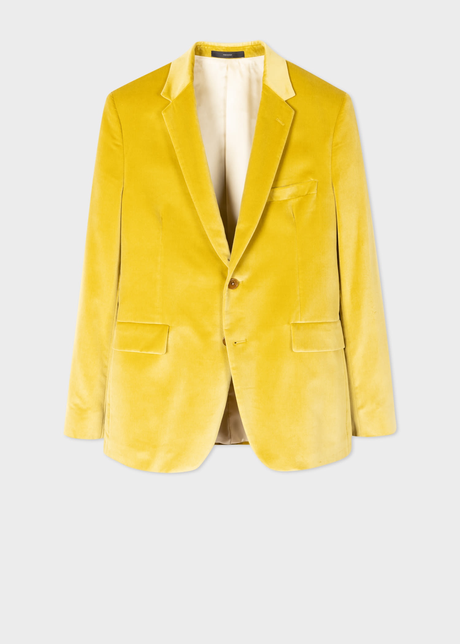 Slim-Fit Yellow Velvet Blazer - 1