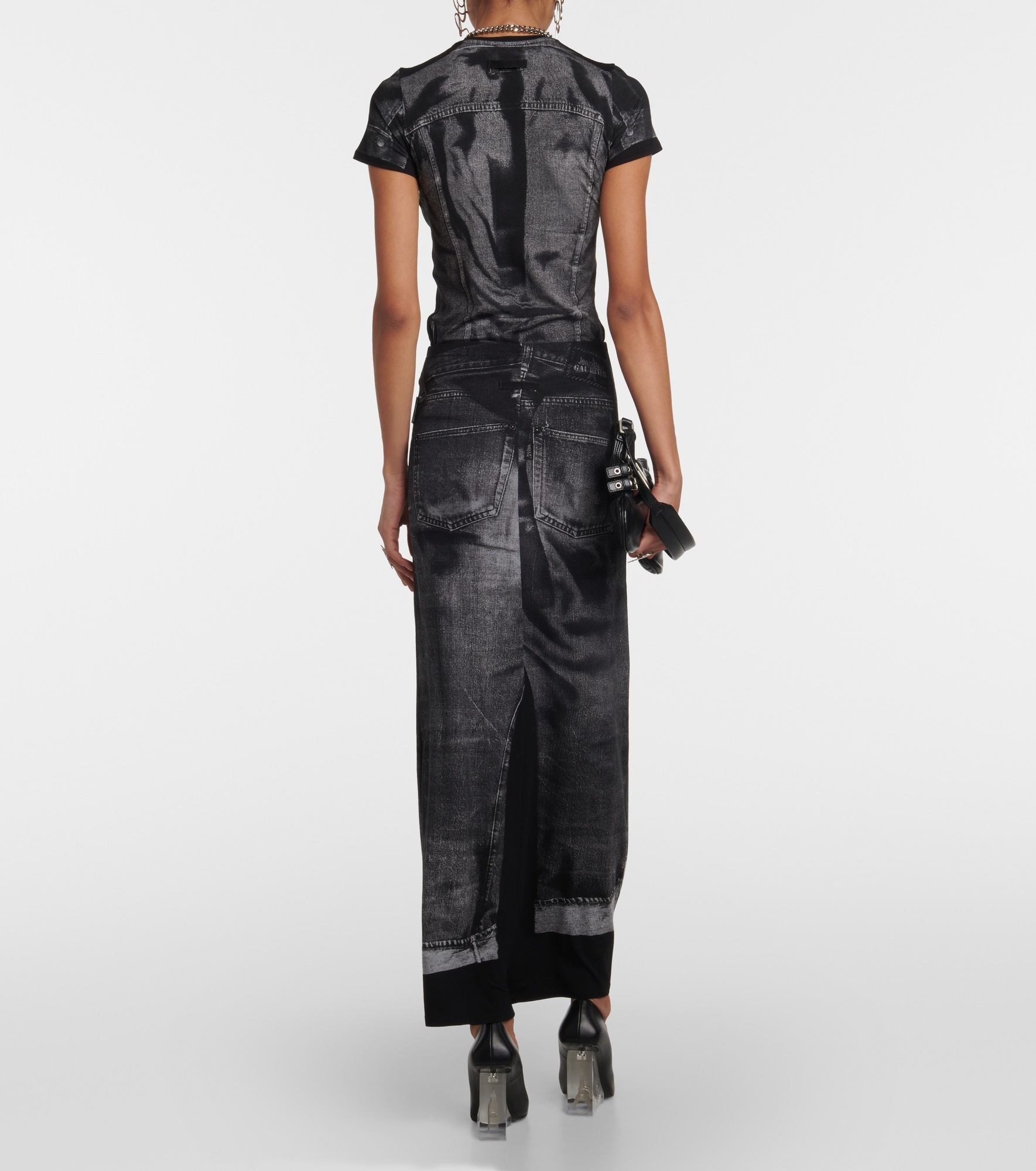 Trompe l'œil jersey maxi skirt - 3
