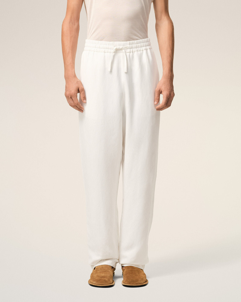 WHITE BLENDED LINEN ELASTICATED WAIST TROUSERS 3