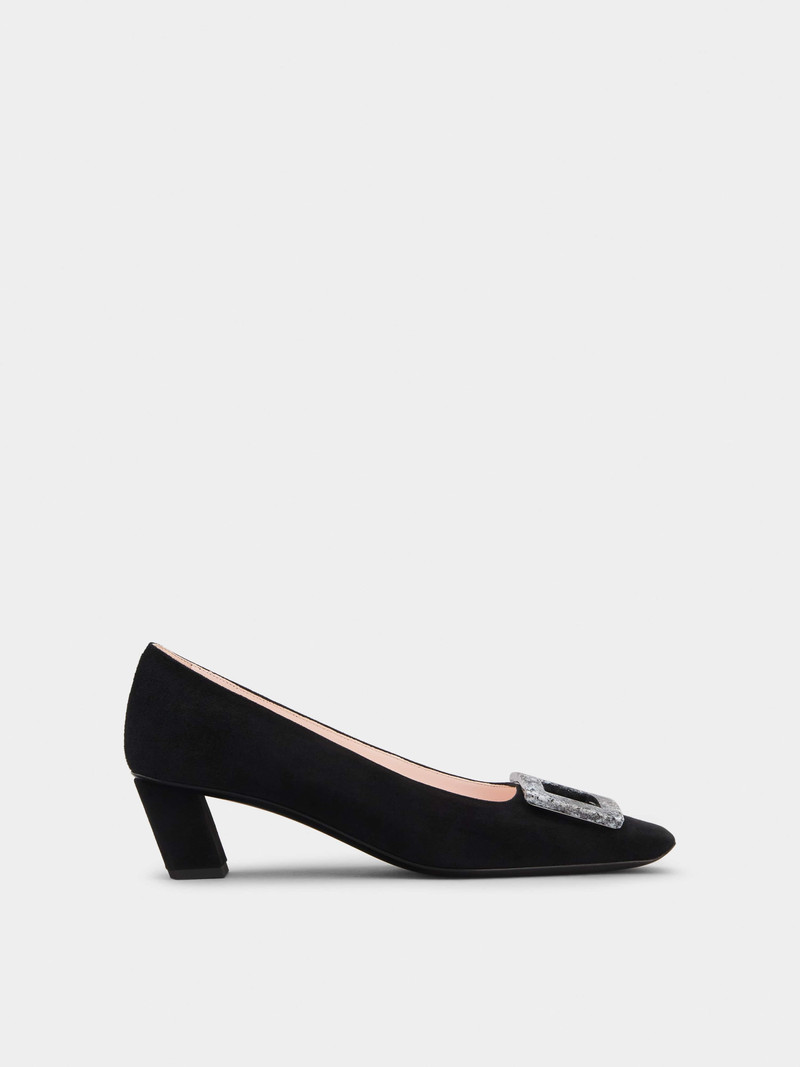 Belle Vivier Stone Buckle Pumps in Suede - 1