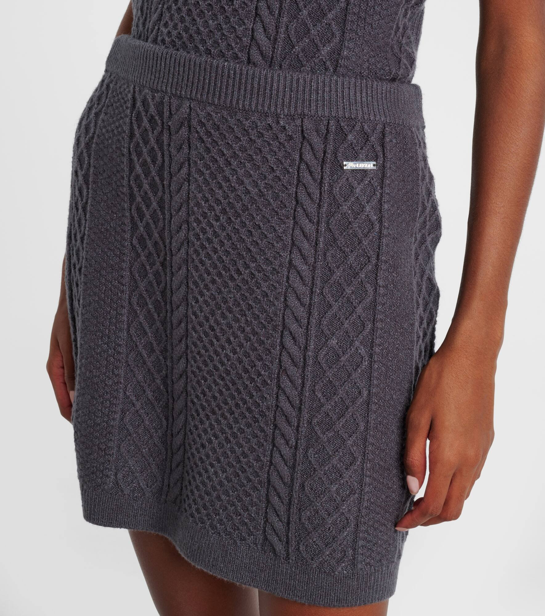 Cable-knit wool and cotton-blend miniskirt - 4