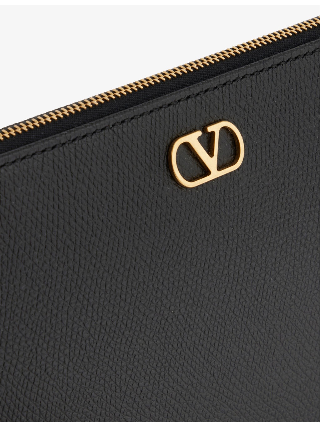 VLogo grained-leather clutch bag - 3