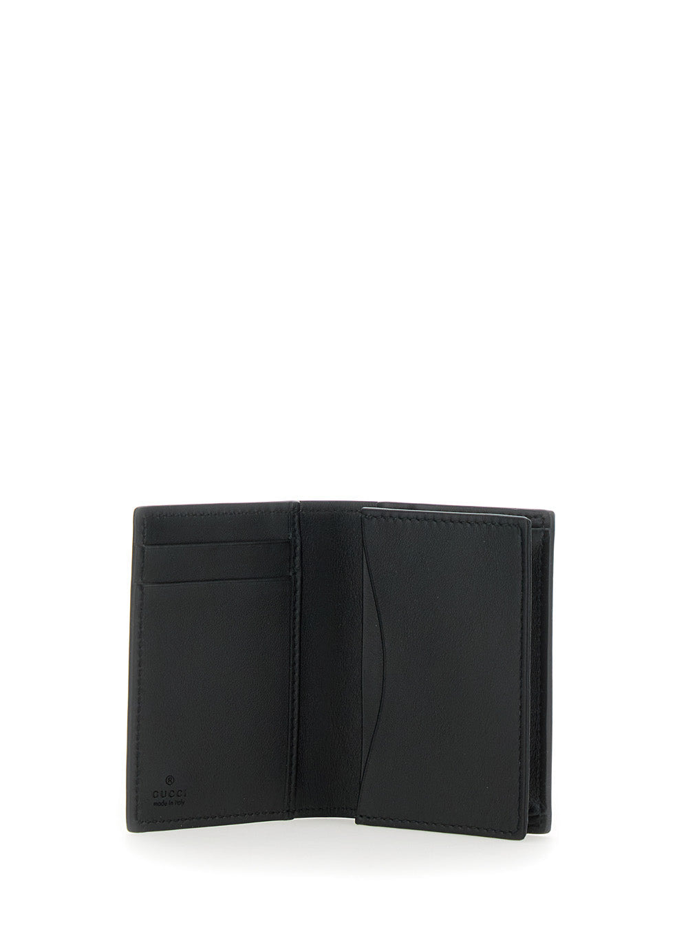 Gucci Men Black Card Holder With Double G Detail On The Front In Leather Man - 5