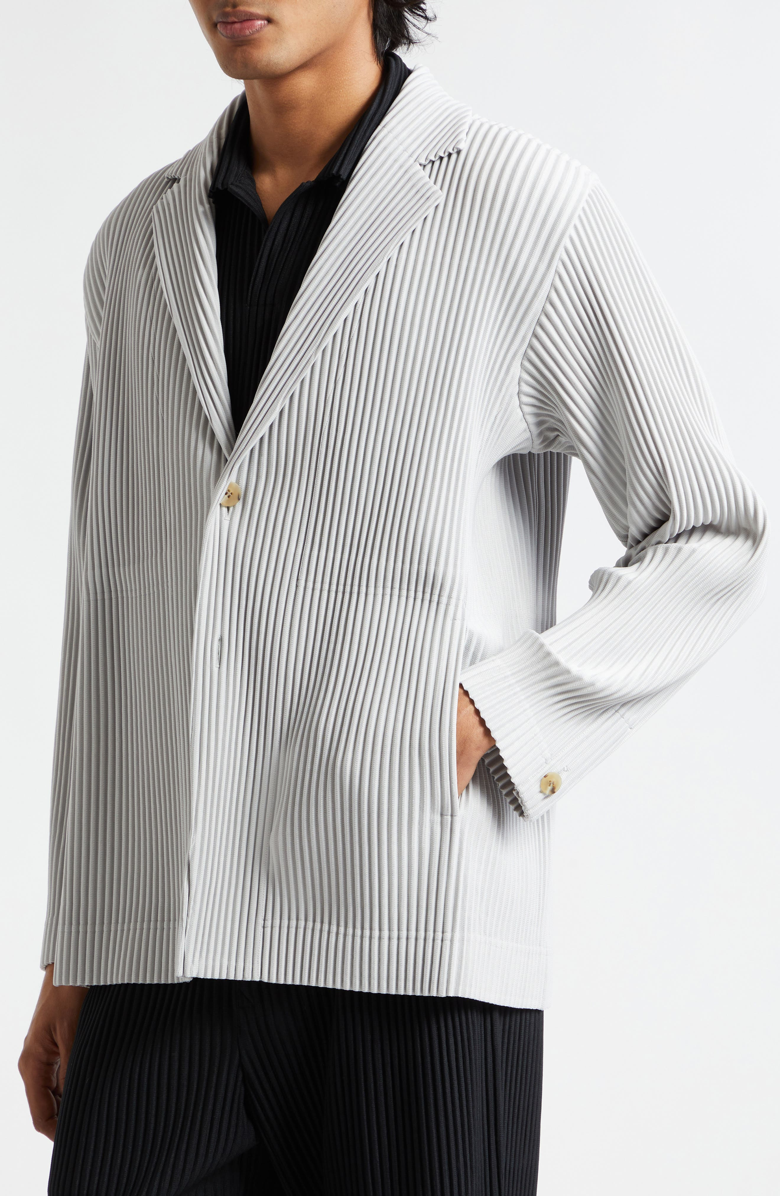 Homme Plissé Issey Miyake Pleated Blazer in Light Gray at Nordstrom - 5