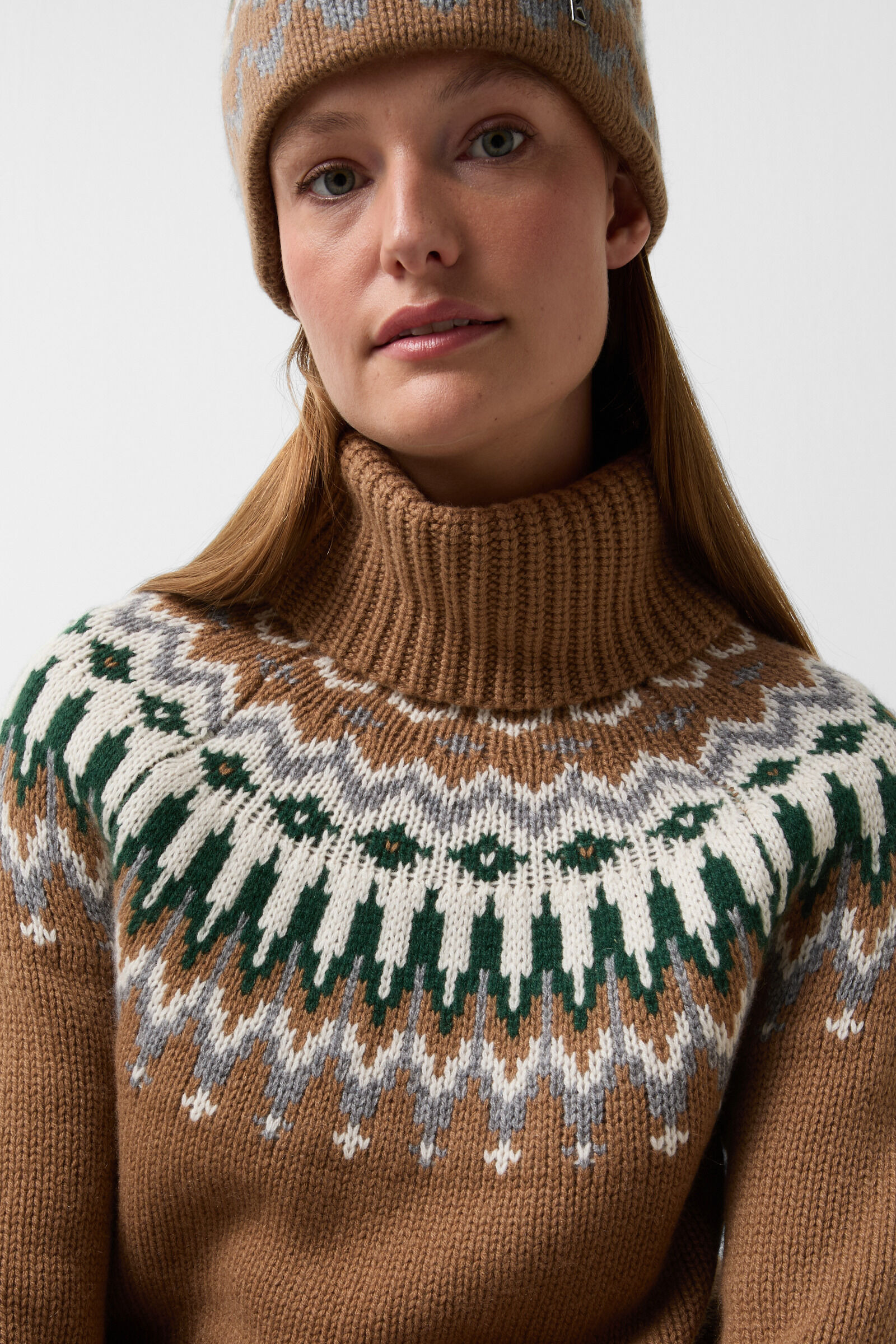 Norwegian pullover Ingrid in Hazel/Grey/Off-White - 4
