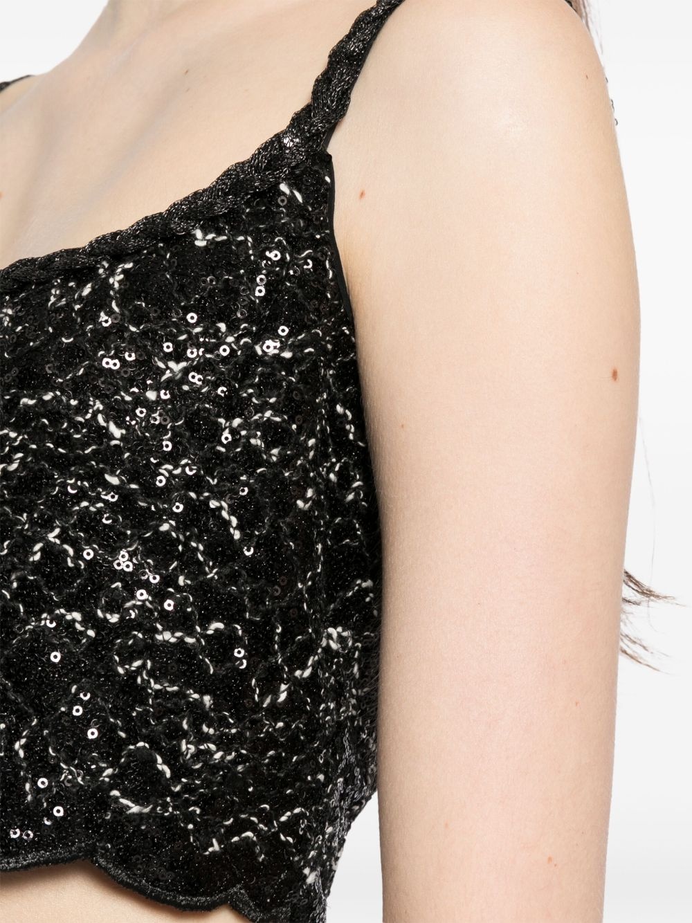 sequin-embellishment scallop-hem tank top - 5