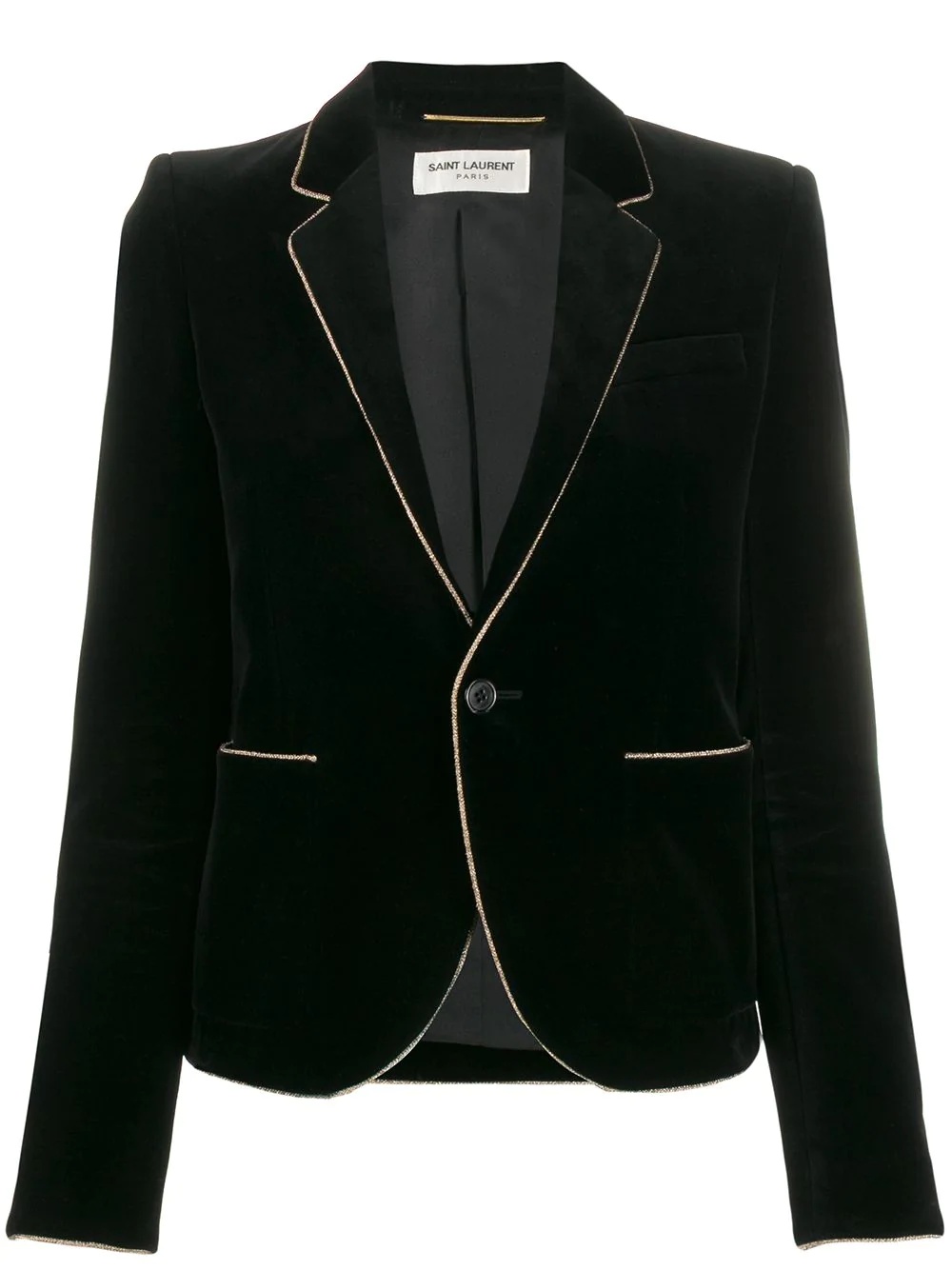 contrast piping velvet blazer - 1