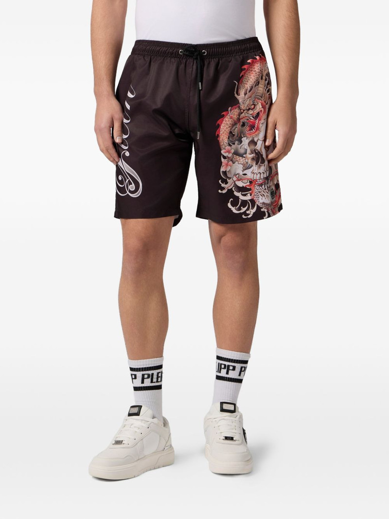 PHILIPP PLEIN drago- print swim shorts outlook