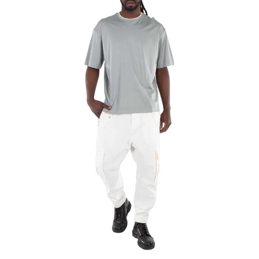 Emporio Armani Silver Logo Embroidered T-Shirt - 4