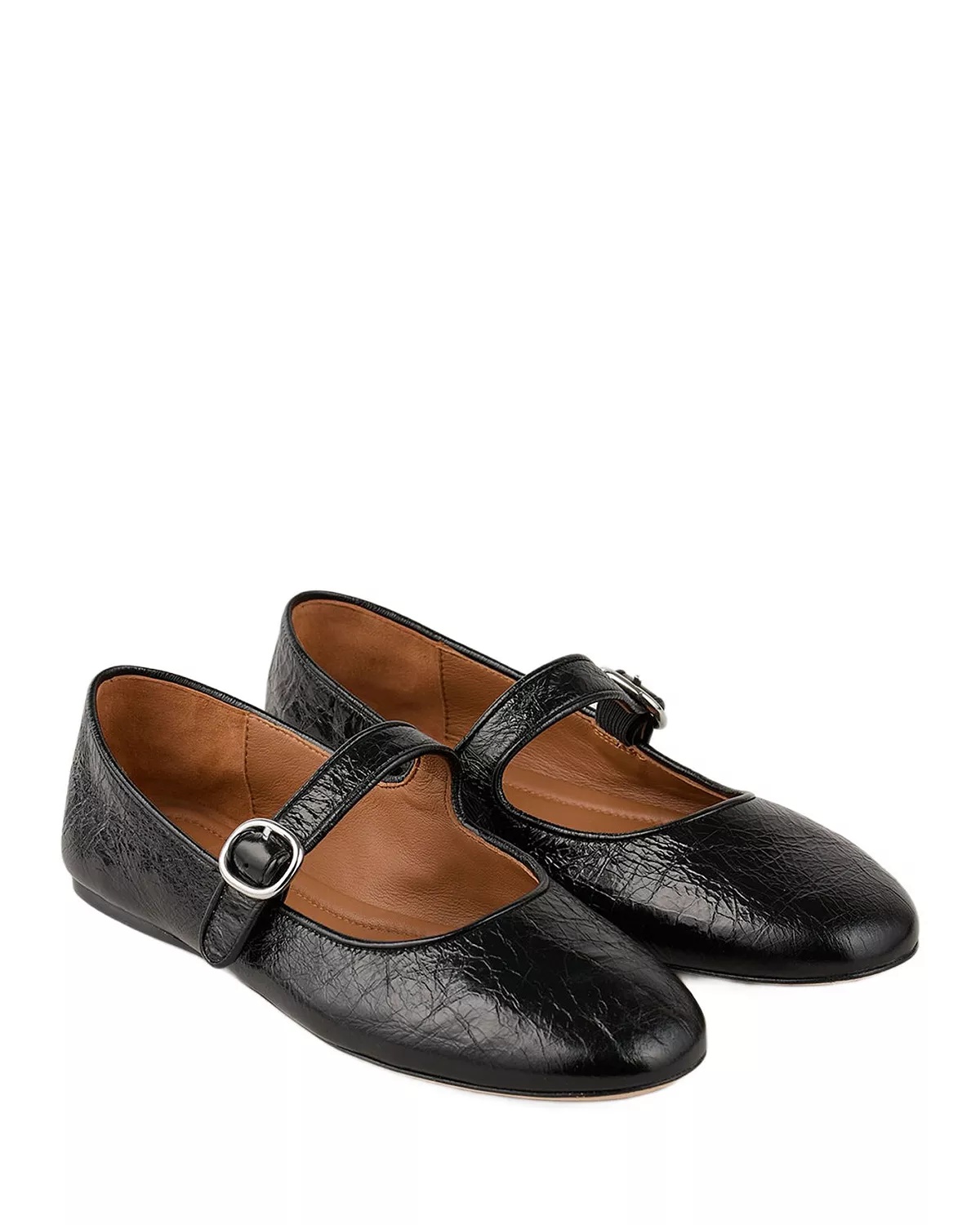 Women's Shiny Leather Ballet Flats - 2