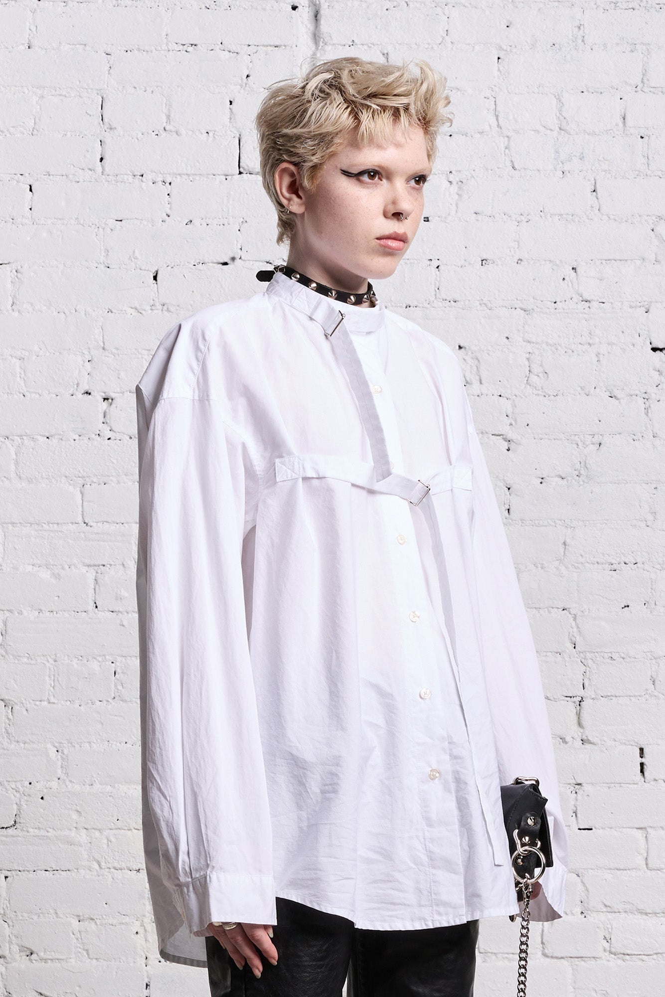 BELTED BUTTON-UP - WHITE - 5