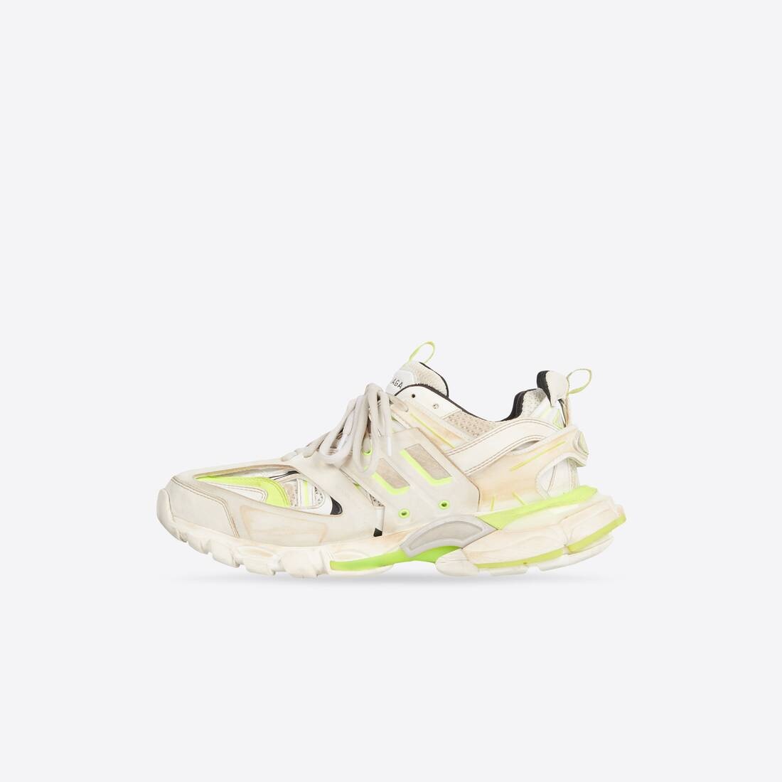 Men's Track Sneaker Worn Out in White/fluo Yellow - 4