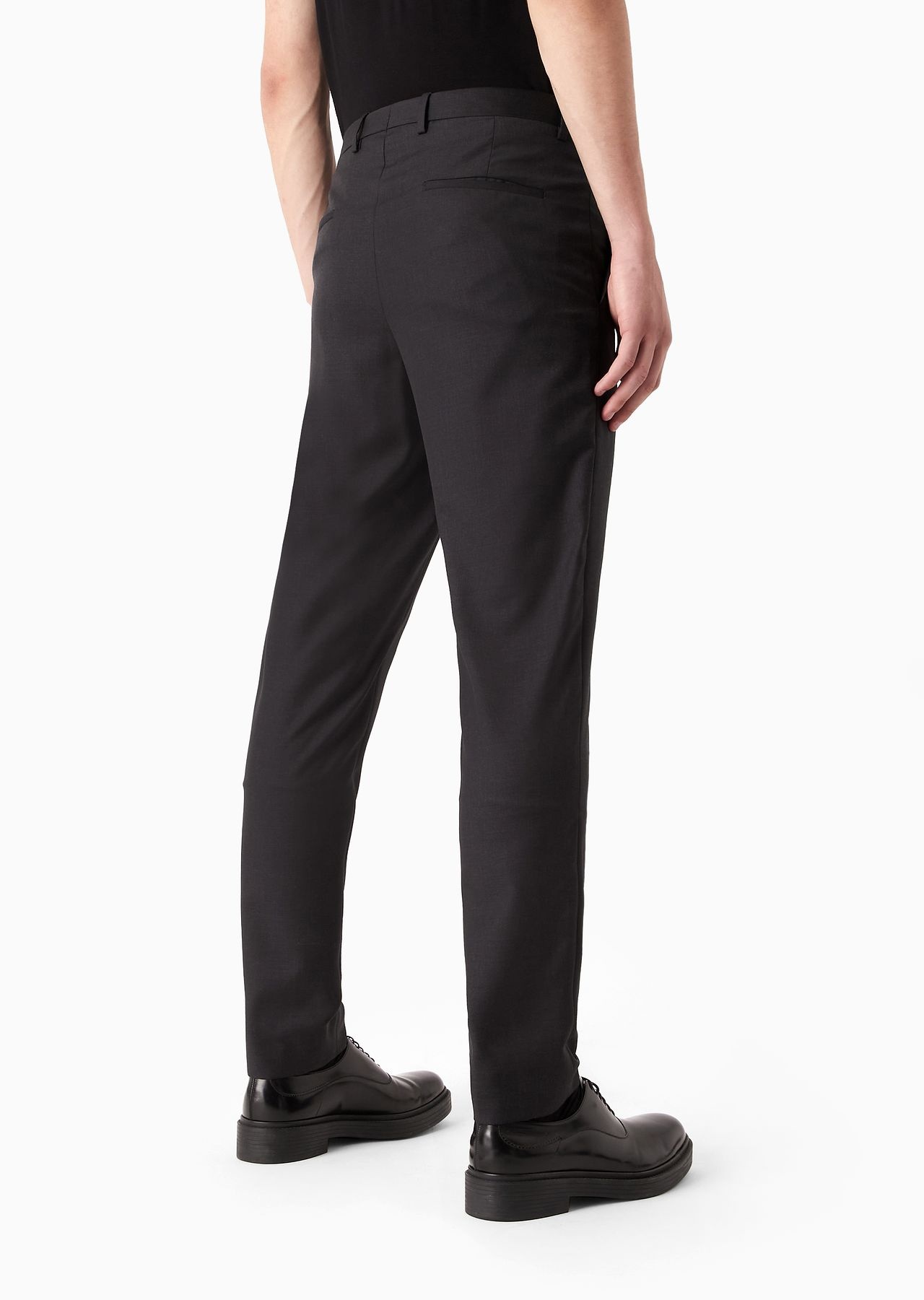 Flat-front trousers in wool and cashmere gabardine - 3