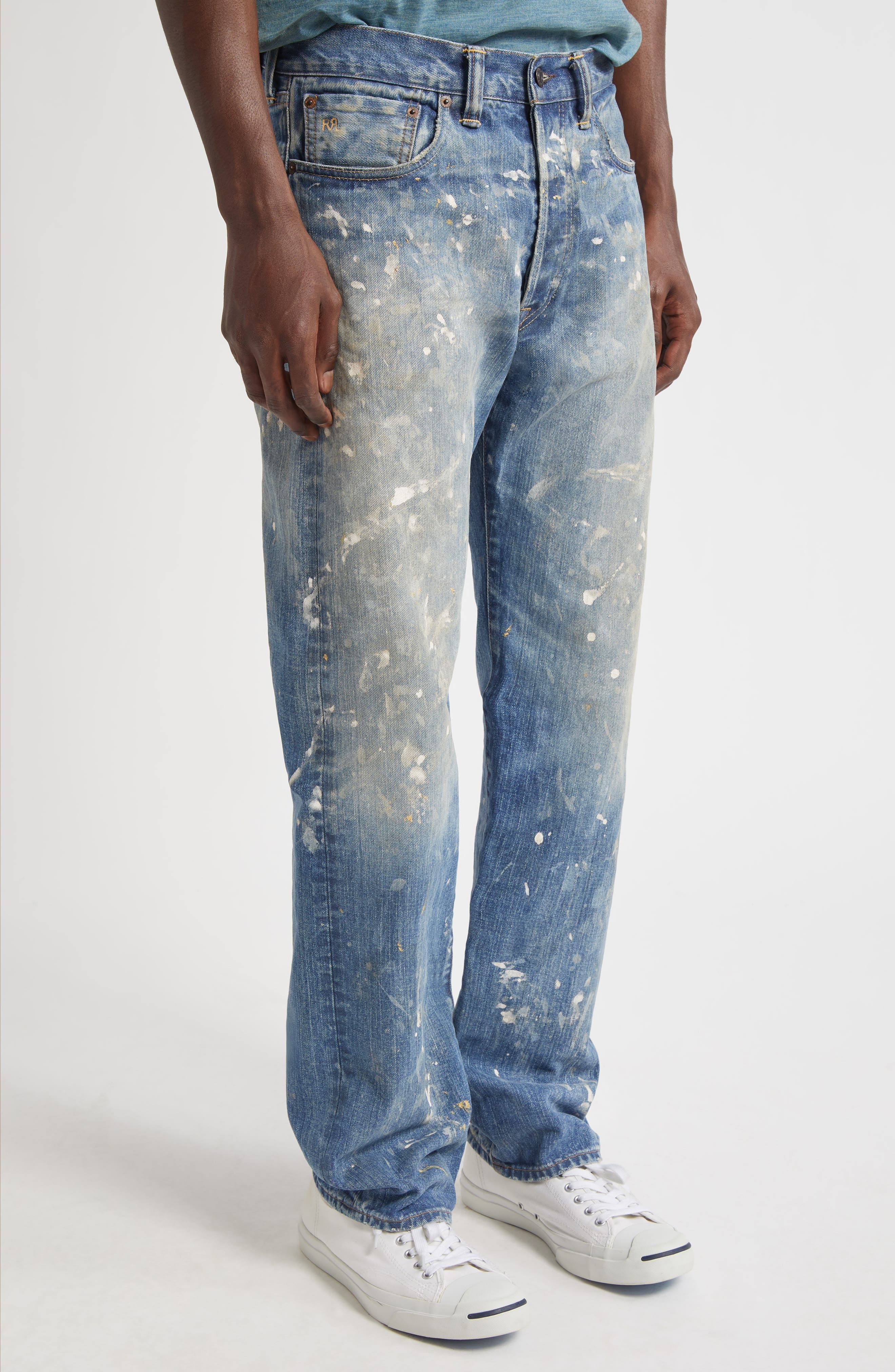 Double RL Straight Fit Distressed Jeans in Fenimore Wash at Nordstrom - 5