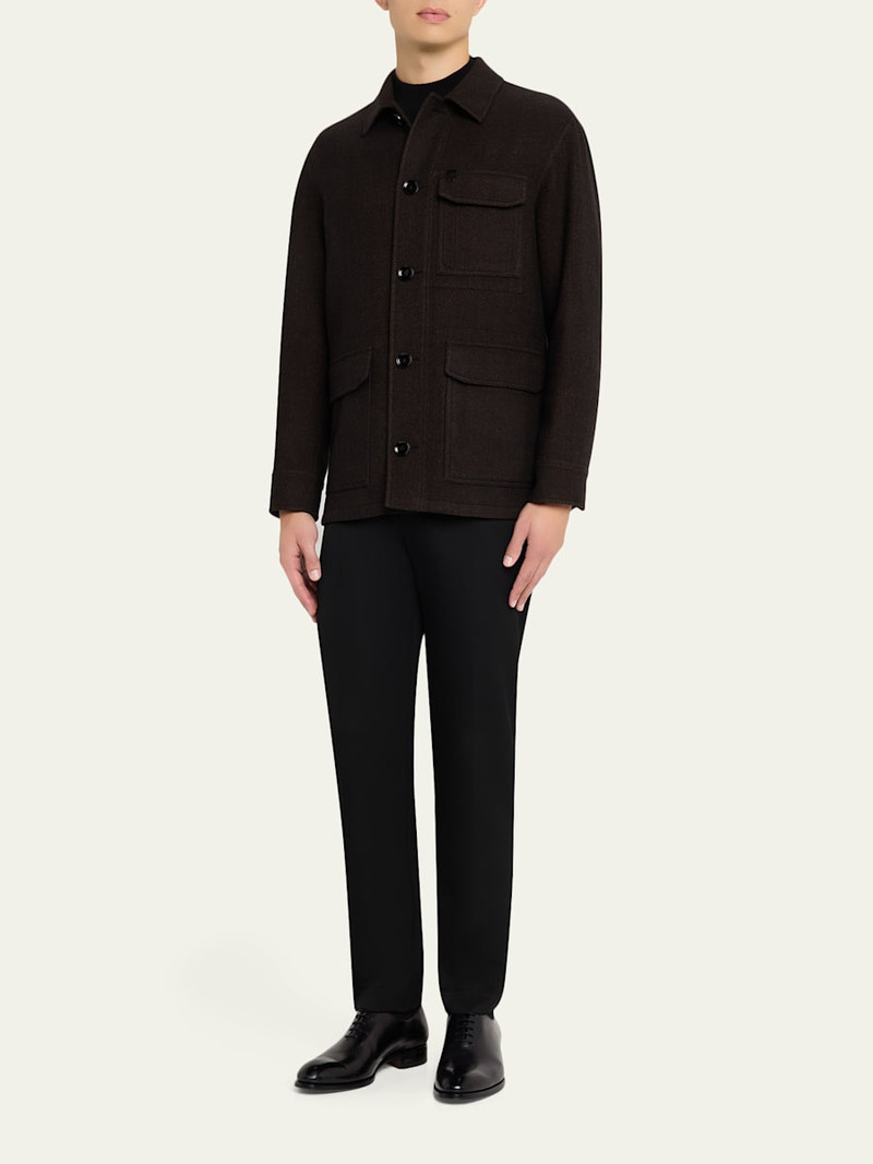 Brioni Men's Wool Herringbone Overshirt outlook
