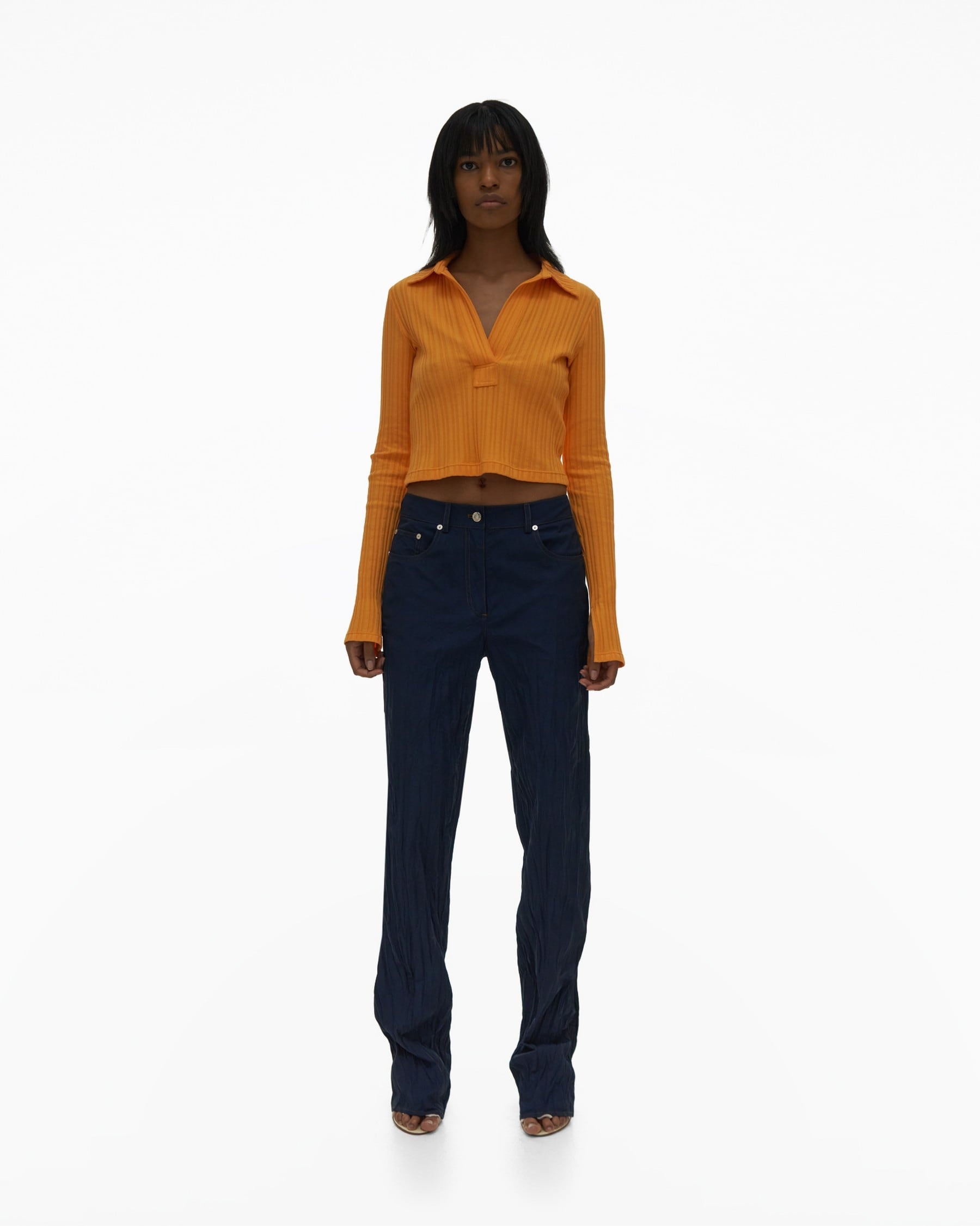 CROPPED RIB KNIT POLO - 2