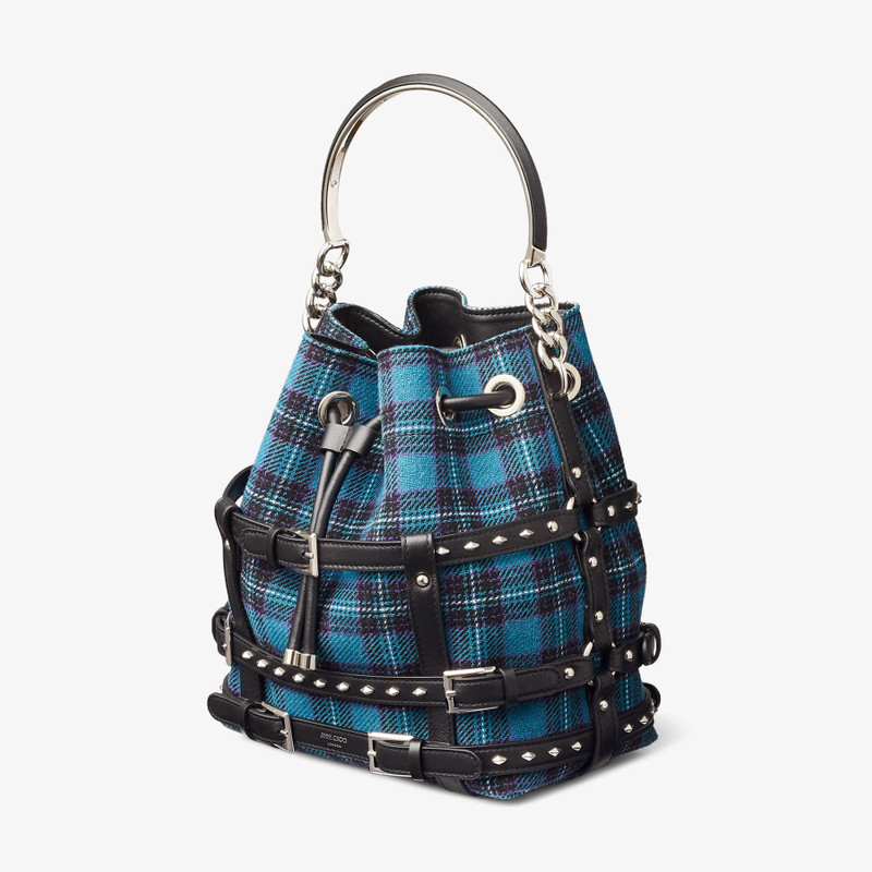 Bon Bon Bucket
Peacock Fabric and Calf Leather Bucket Bag with Harness 3