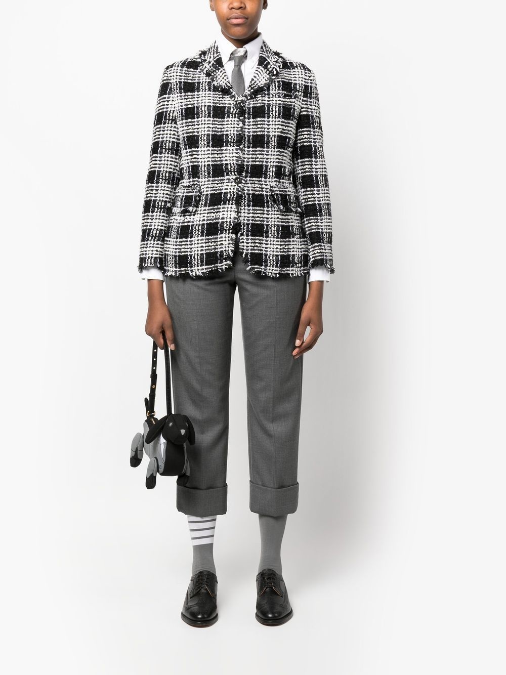 check-pattern tweed jacket - 2
