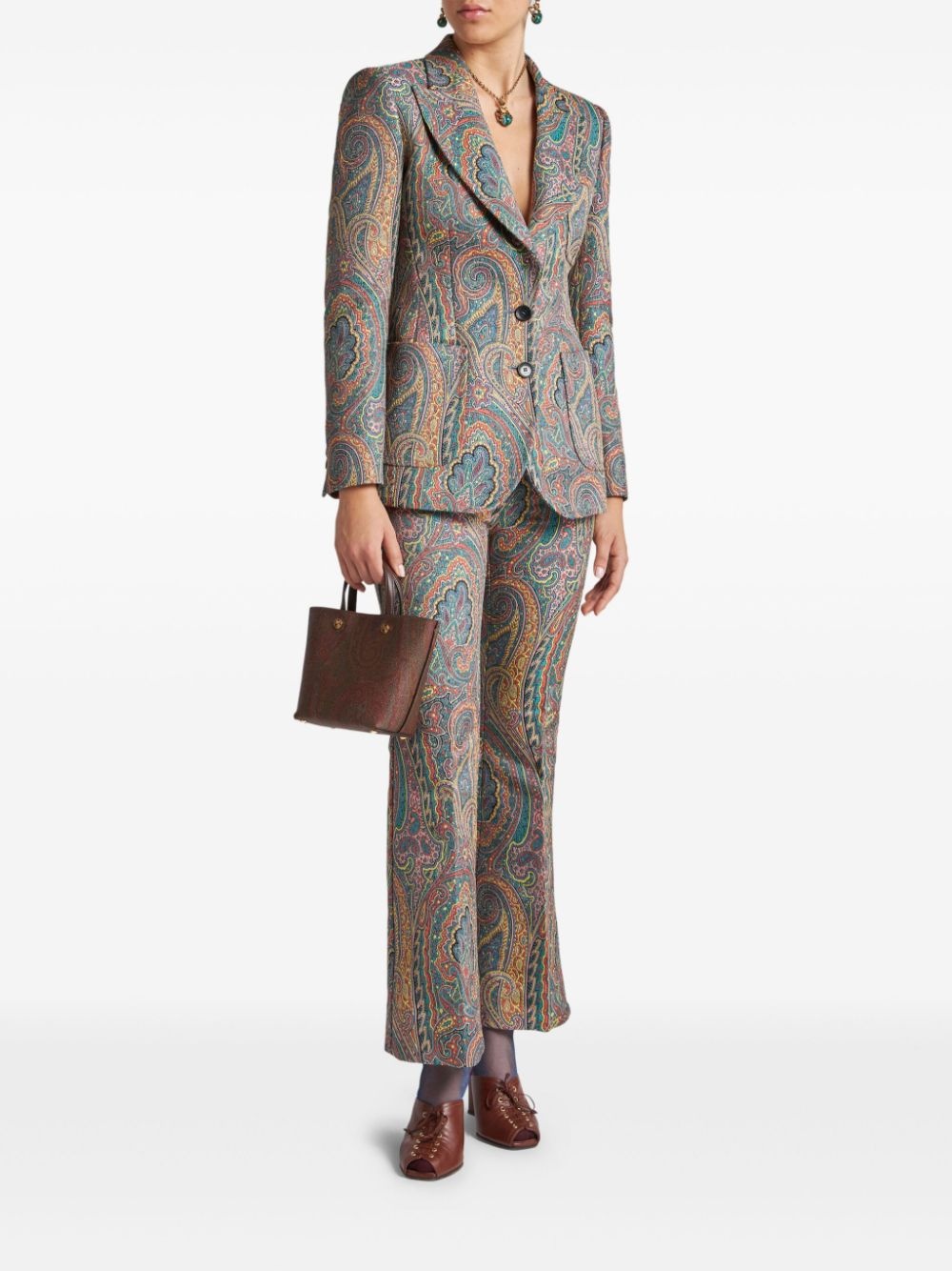 paisley-print tailored trousers - 2