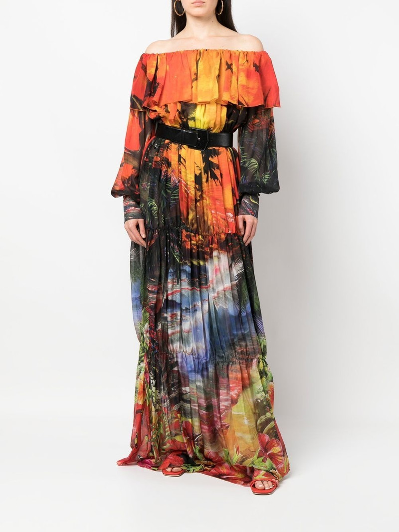 PHILIPP PLEIN printed pleated maxi dress outlook