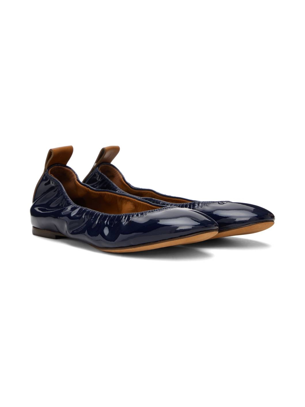 Navy Patent Leather Ballerina Flats - 4