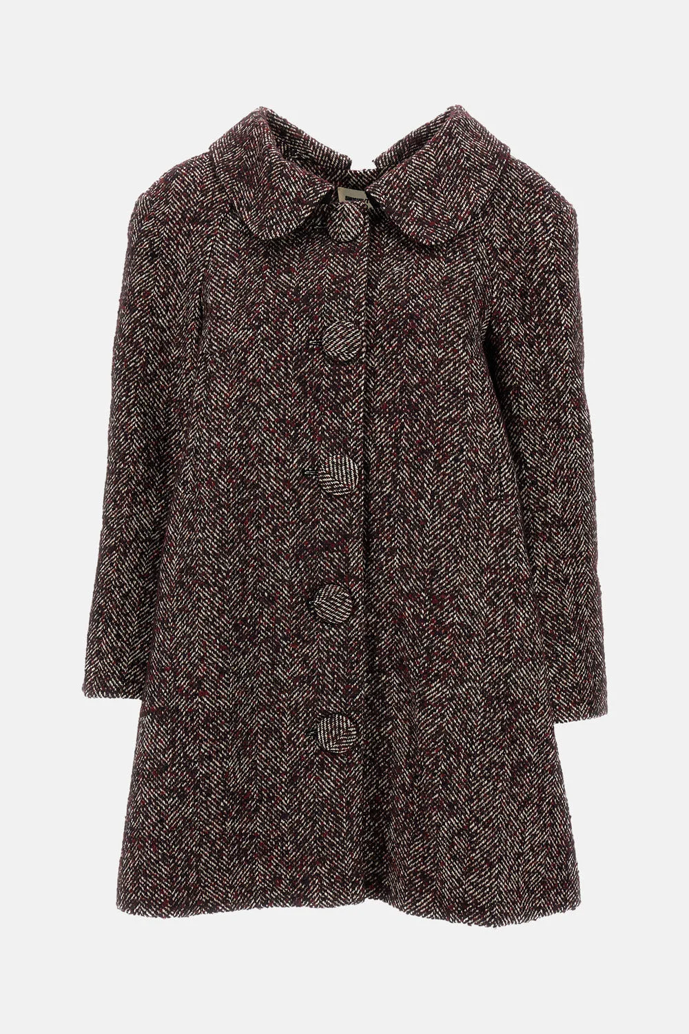 LONG COAT IN HERRINGBONE WOOL BLEND - 1