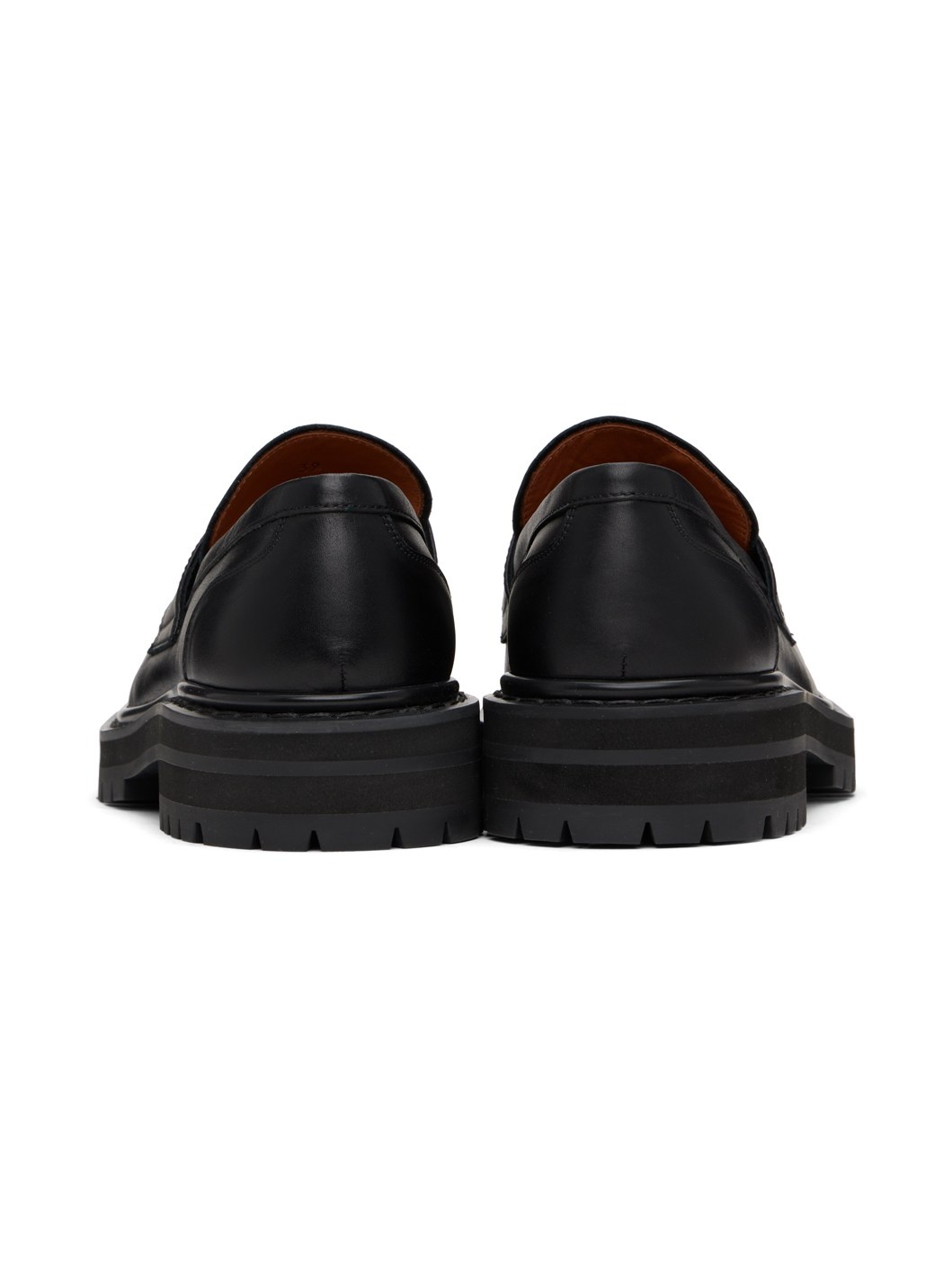 Black Leather Chunky Loafers - 2